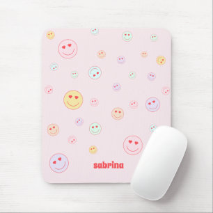 Monogram Happy Face Heart Eye  Mouse Mat
