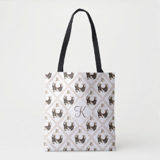 Monogram Happy Laughing Good Luck Buddha Pattern Tote Bag