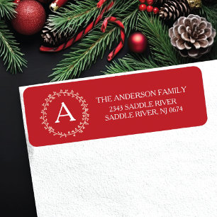 Monogram Happy & Merry Christmas Return Address