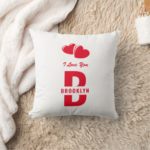 Monogram Happy Valentine's Day White Red Hipster Cushion