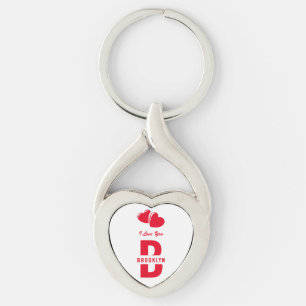 Monogram Happy Valentine's Day White Red Hipster Key Ring