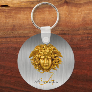 Monogram Haute Couture Gold Medusa Mask Silver Key Ring