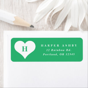 Monogram Heart Green Return Address