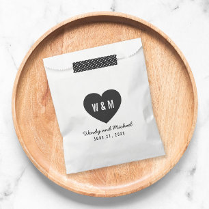 Monogram Heart Modern Wedding Favour Bags