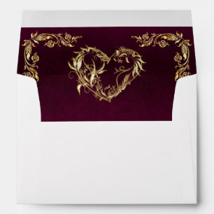 Monogram Heart on Plum Wedding Envelope