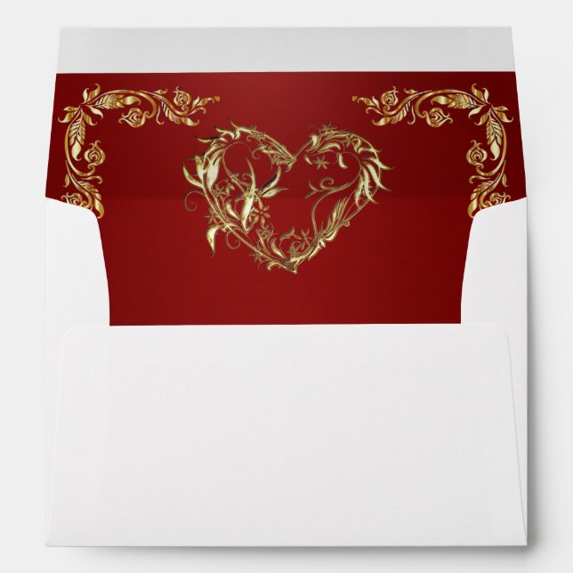 Monogram Heart on Ruby Wedding Envelope (Back (Bottom))
