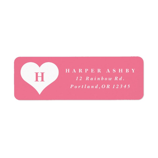 Monogram Heart Pink Return Address (Front)