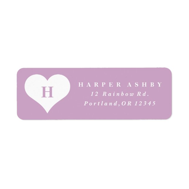 Monogram Heart Purple Return Address (Front)