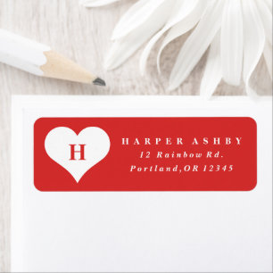 Monogram Heart Red Return Address