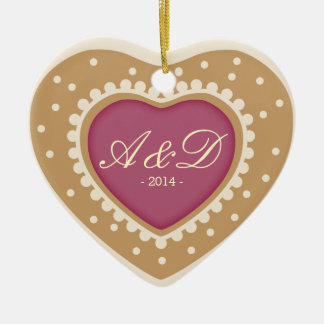 Monogram Heart Sugar Cookie Ceramic Tree Decoration