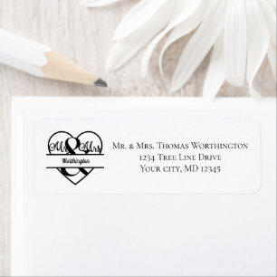 Monogram Heart Wedding Couple Return address