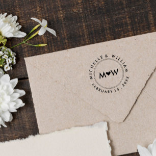 Monogram & Heart   Wedding Self-inking Stamp