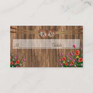 Monogram Heart with Wildflowers   Place Cards