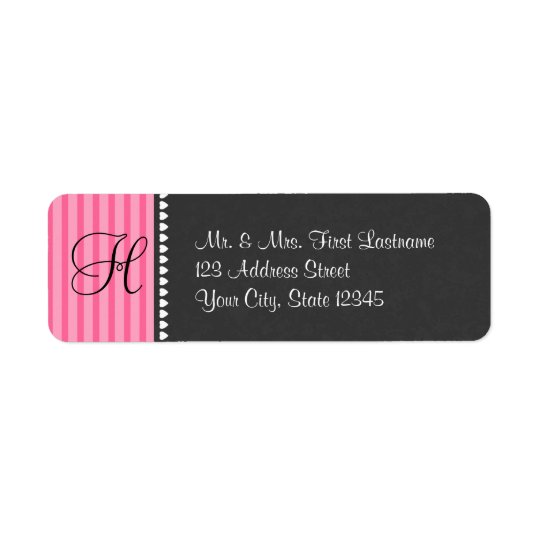 Monogram Hearts and Slate with changeable colour Return Address Label