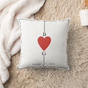 Monogram Hearts Playing Card Wedding  Cushion