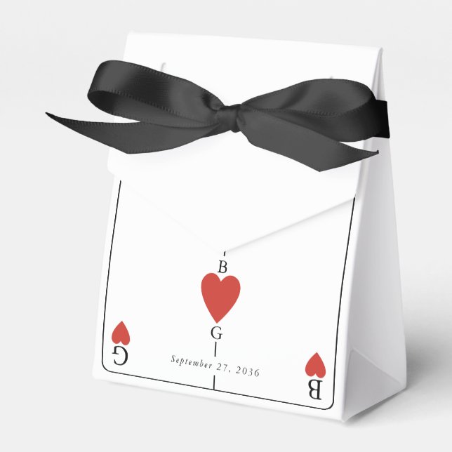 Monogram Hearts Playing Card Wedding  Favour Box (Front Side)
