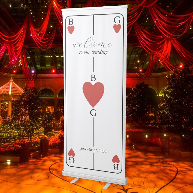 Monogram Hearts Playing Card Wedding Welcome Sign (Monogram Hearts Playing Card Wedding Welcome Sign)