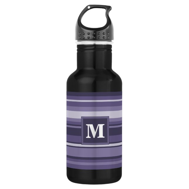 Monogram heather purple stripes 532 ml water bottle (Front)