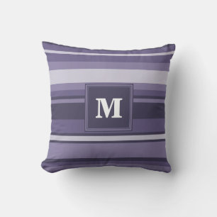 Monogram heather purple stripes cushion