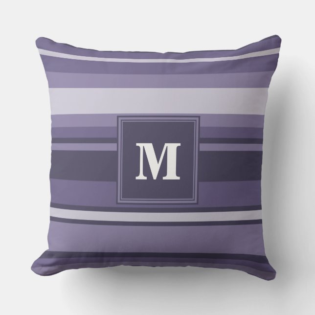 Monogram heather purple stripes cushion (Front)
