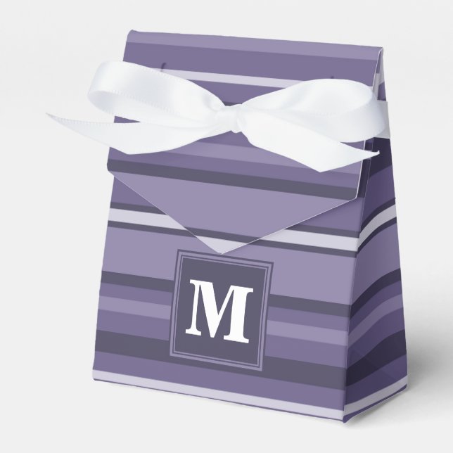 Monogram heather purple stripes favour box (Front Side)