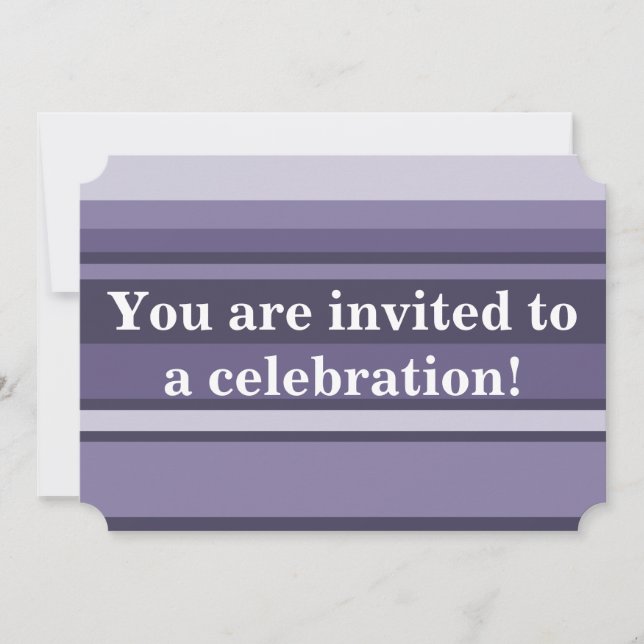 Monogram heather purple stripes invitation (Front)