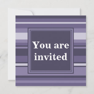 Monogram heather purple stripes invitation