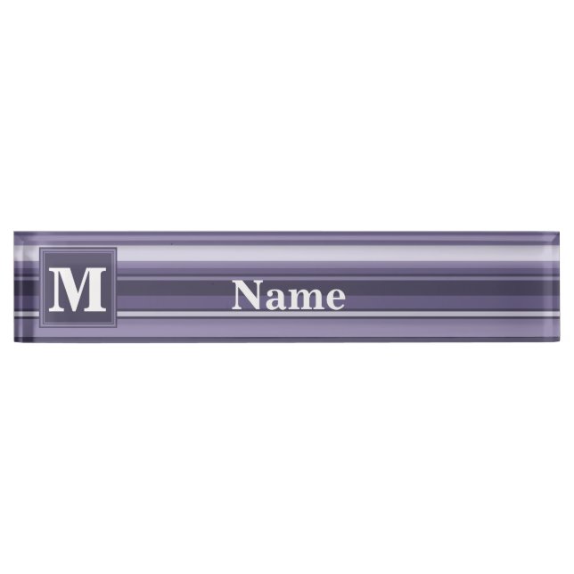 Monogram heather purple stripes nameplate (Front)