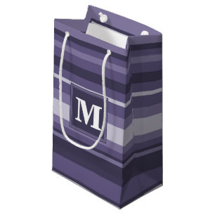 Monogram heather purple stripes small gift bag