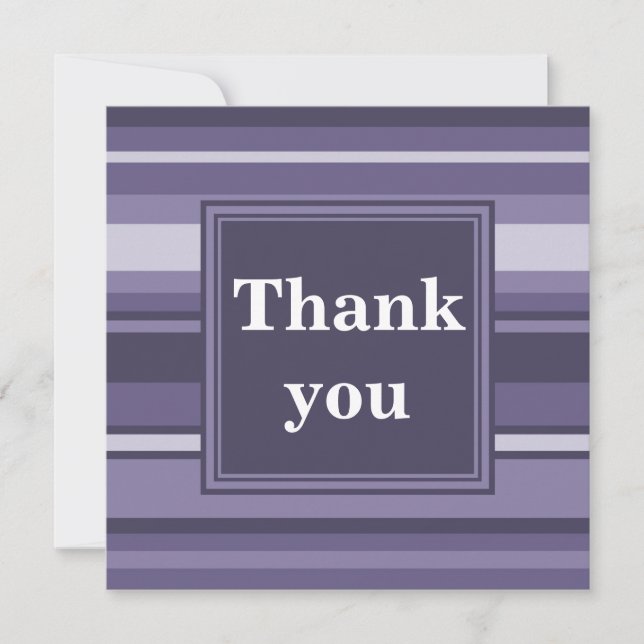Monogram heather purple stripes thank you card (Front)