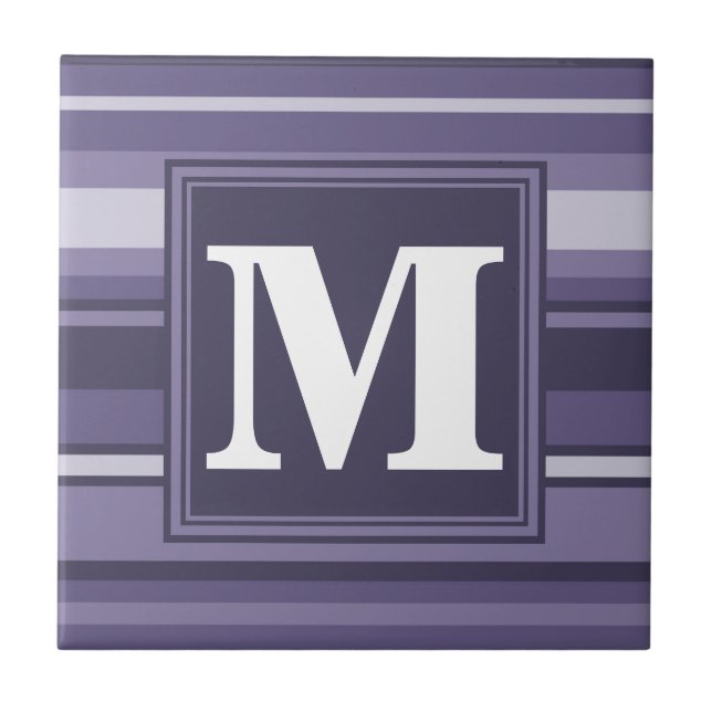 Monogram heather purple stripes tile (Front)