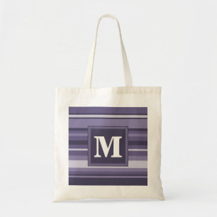 Monogram heather purple stripes tote bag