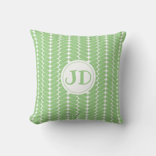 monogram herringbonen light green pattern cushion