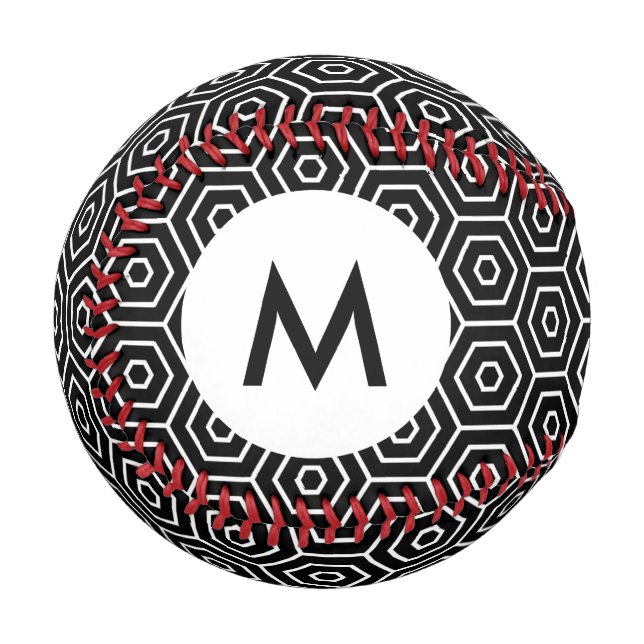 Monogram Hexagons texture geometric pattern Baseball (Front Left)