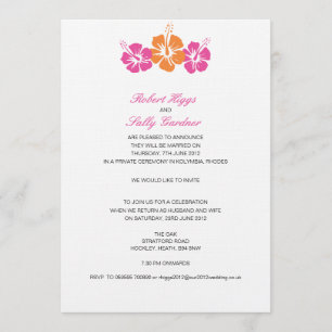 Monogram Hibiscus Flower Wedding Invitation