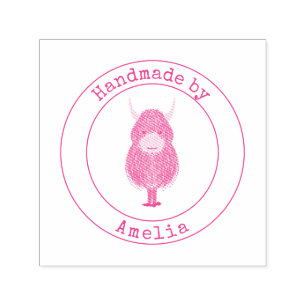 Monogram Highland Cow Handmade By Self-inking Stamp
