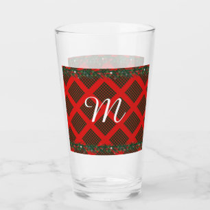 Monogram Holiday Decoration Plaid Ornaments Glass