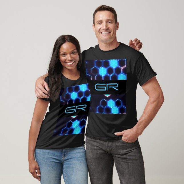Monogram Holographic Cyberpunk Hexagon Tiles T-Shirt (Unisex)
