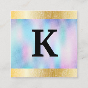 Monogram Holographic Gradient Natural Lines Square Business Card