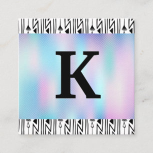 Monogram Holographic Gradient Square Business Card