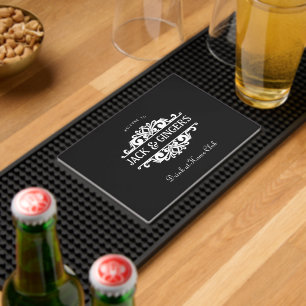 Monogram Home Bar   Personalised Drink Station Bar Mat