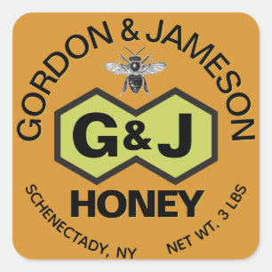 Monogram Honey Jar Wedding Favour Square Sticker