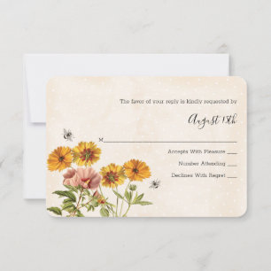 Monogram Honeybee Wedding Response Card RSVP