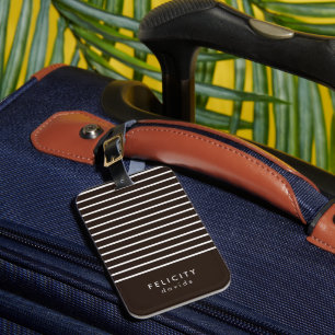 Monogram horizontal stripes brown & white luggage tag