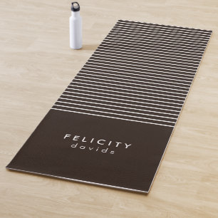 Monogram horizontal stripes brown & white yoga mat