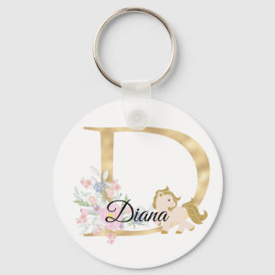 Monogram horse cute floral girly equestrian name l key ring