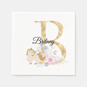 Monogram horse cute floral girly equestrian name l napkin