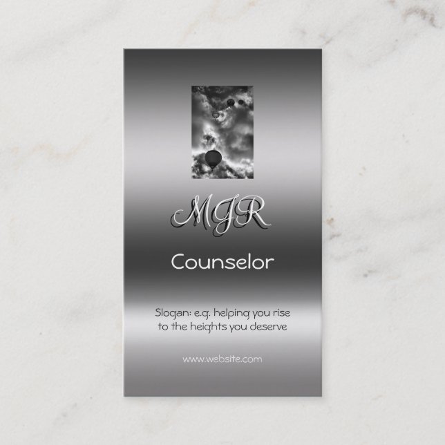 Monogram, Hot Air Balloon Stack, metallic-effect Business Card (Front)