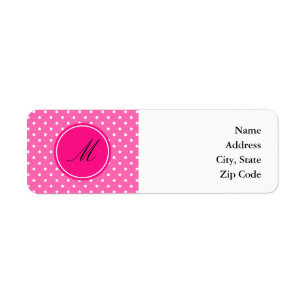 Monogram Hot Pink and White Polka Dot Pattern