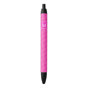 Monogram hot pink circles pattern black ink pen